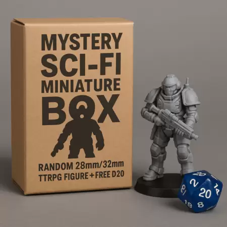 Mystery Sci-Fi Miniature Box – Random 28mm/32mm TTRPG Figure + Free D20 for D&D, Pathfinder & More