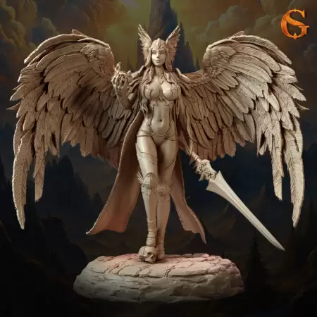 Valkyrie Miniature – Hrist Odsdottr by SolGood Creations | 32mm & 75mm Scale for Dungeons & Dragons