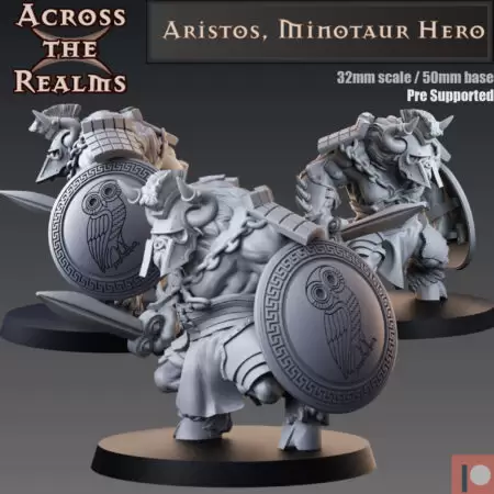 minotaur hero miniature by across the realms - product photo
