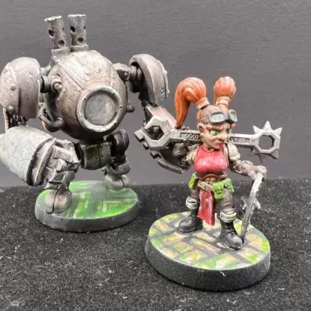 Female Gnome Artificer Mini with Homunculus Servant Miniature by Across the Realms