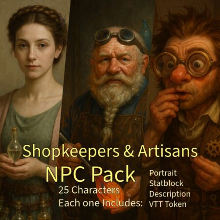 Shopkeepers and artisans NPC pack of 25 characters